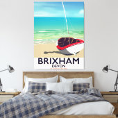 Brixham strand Devon vintage reisposter Canvas Afdruk (Insitu (Slaapkamer))