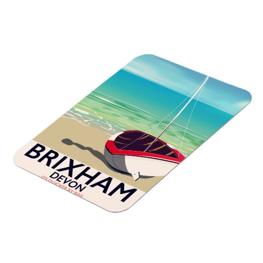 Brixham strand Devon vintage reisposter Magneet (Linkerzijde)