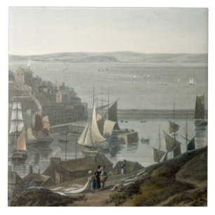 Brixham, Torbay, Devon, uit deel VIII van 'A Voy' Tegeltje