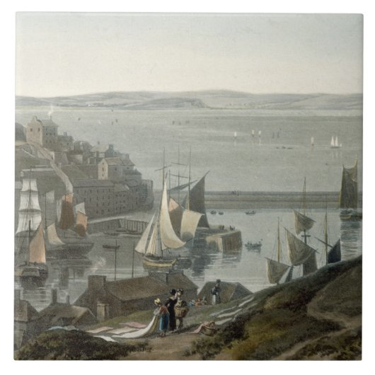 Brixham, Torbay, Devon, uit deel VIII van 'A Voy' Tegeltje (Voorkant)