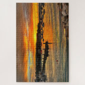 Brixham Twilight: Fiery Sunset & Rocky Coast Legpuzzel (Verticaal)