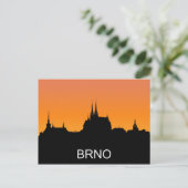 Brno silhouette, zomerzonsondergang illustratie briefkaart (Staand voorkant)