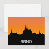 Brno silhouette, zomerzonsondergang illustratie briefkaart (Voorkant / Achterkant)