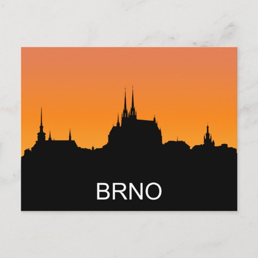Brno silhouette, zomerzonsondergang illustratie briefkaart (Voorkant)