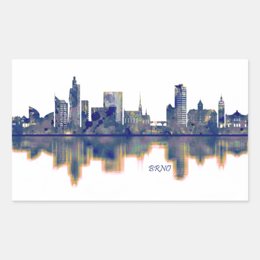 Brno Skyline Rechthoekige Sticker (Voorkant)