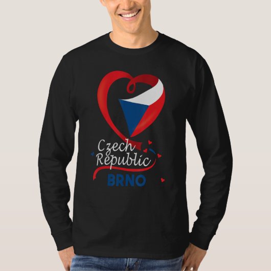 Brno Tsjechië heart Flag lion Coat of Arm Em T-shirt (Voorkant)