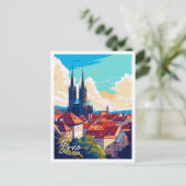 Brno Tsjechische vintage reisillustratie Briefkaart (Staand voorkant)