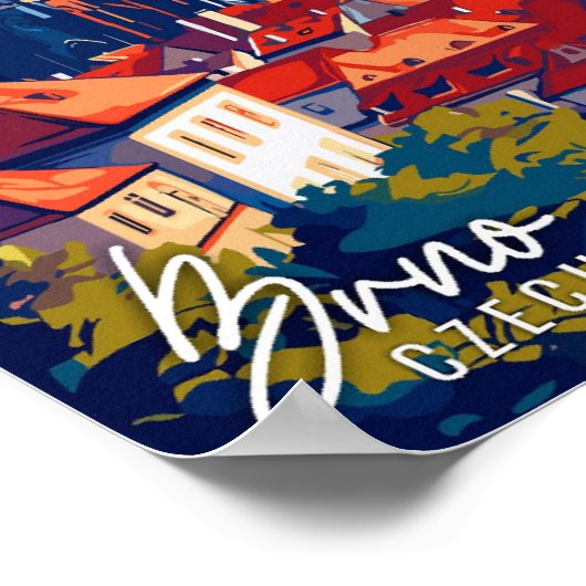 Brno Tsjechische vintage reisillustratie Poster (Hoek)