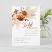 Brnt Oranje Boho Pampas Grass Bridal Brunch Kaart (Staand voorkant)