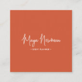 BRNT ORANJE HANDTEKENING Modern Minimal QR Code Vierkante Visitekaartje (Voorkant)