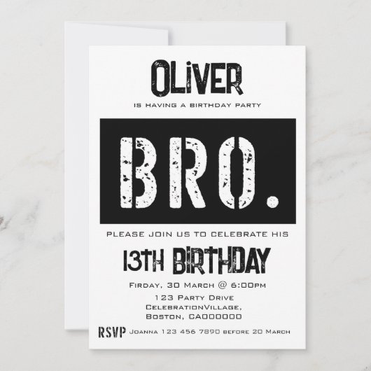 Bro 13e verjaardagsfeest kaart (Voorkant)