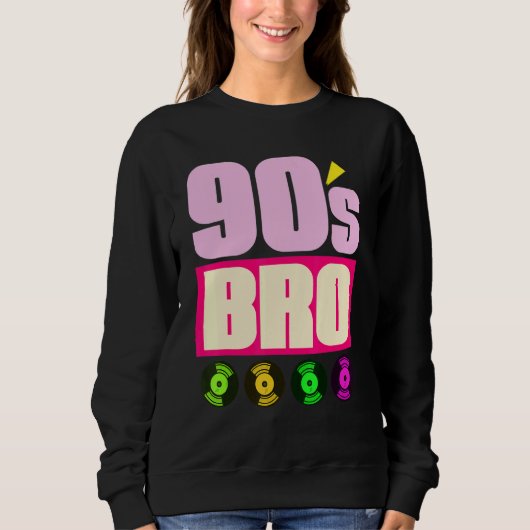 Bro 1990: Muziek Theme Party Vinyl Nineties Trui (Voorkant)