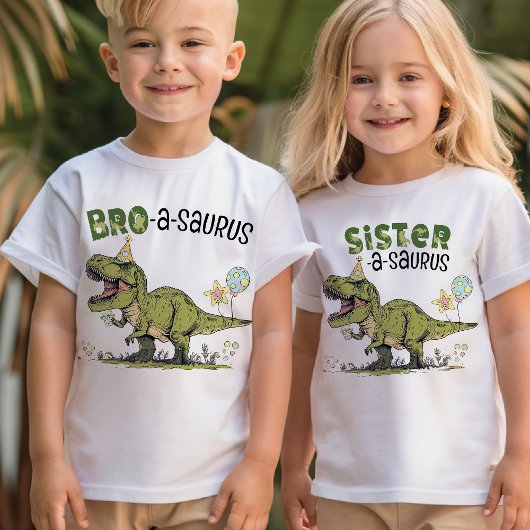 Bro-a-saurus Dinosaur Thema Kinderverjaardagsfeest T-shirt