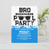 BRO Blauwe Zwembad Feest Jongens Verjaardag Kaart (Staand voorkant)