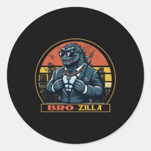 Bro Brozilla Sterke Broer Saurus Familie Matching Ronde Sticker