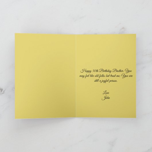 Bro Elegant Gold Custom Brother 50th Birthday Kaart (Binnen)