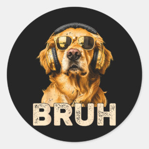 Bro Golden Retriever Kinderen Jongens N Grappige H Ronde Sticker