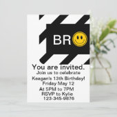 Bro Het is mijn verjaardag, Bro Birthday Party Inv Kaart (Staand voorkant)