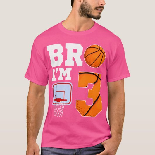 Bro Ik ben 3 jaar oud Basketbal Thema 3e jongen ge T-shirt (Voorkant)