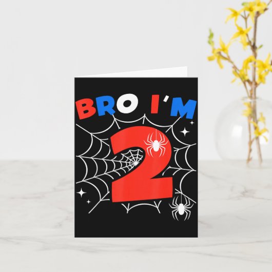 Bro I'm 2 Sder Web Theme 2nd Birthday Party Two Ye Kaart (Gele Bloem)