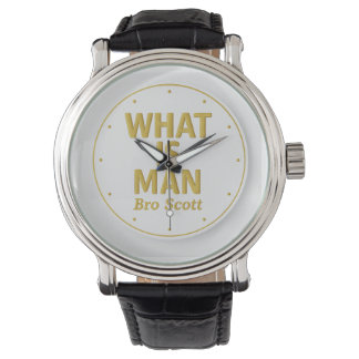 Bro Leo WAT IS DE MENS Heren zwarte leren band Hor Horloge
