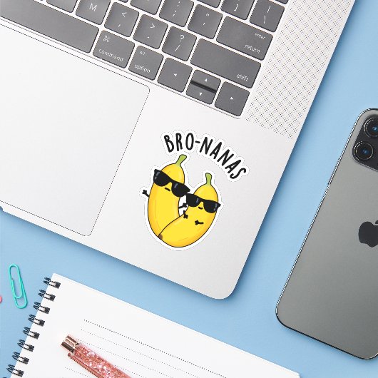 Bro-nanas Grappig fruit Banaan Pun Sticker (Laptop met iPhone)