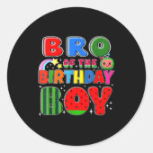 Bro Of The Birthday Boy Melon Family Matching Funn Ronde Sticker (Voorkant)
