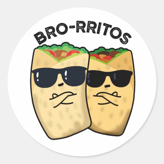 Bro-rritos Funny Burrito Pun Ronde Sticker (Voorkant)