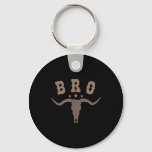 Bro Schedel Stier Cowboy Western Rodeo Familie Pas Sleutelhanger