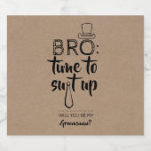 Bro Suit Up - Grappige Groomsman Best Man Voorstel Bier Etiket (Enkel label)