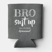 BRO Suit Up - Grappige Groomsman voorstel Blikjeskoeler (Voorkant)