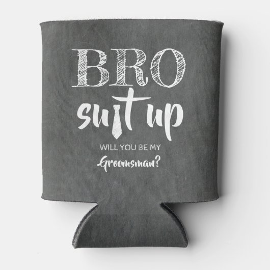 BRO Suit Up - Grappige Groomsman voorstel Blikjeskoeler (Voorkant)