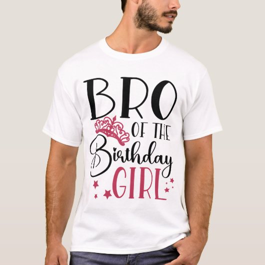 Bro van het Birthday Girl Gepersonaliseerd Squad M T-shirt (Voorkant)