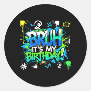 Bro Verjaardag Kleurrijk Drip Graffiti Verjaardag Ronde Sticker