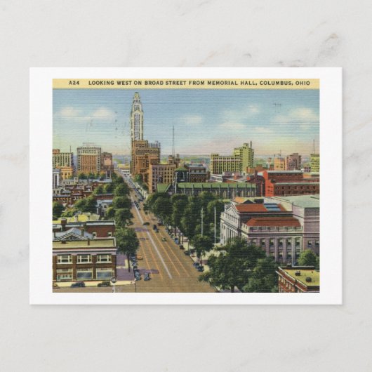 Broad St., Columbus, Ohio Briefkaart (Voorkant)