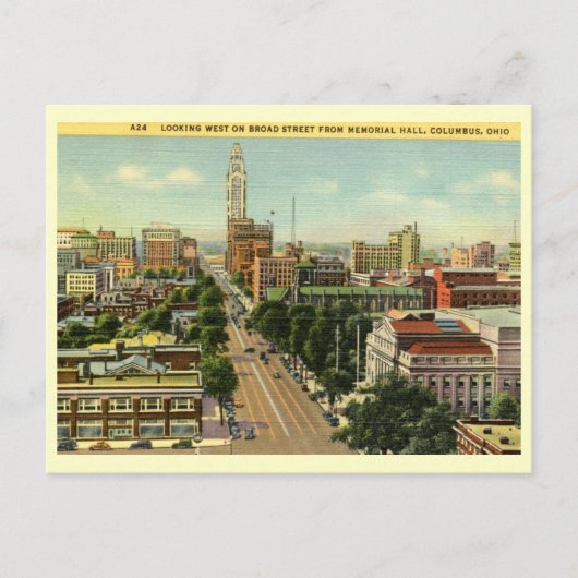 Broad St., Columbus, Vintage Ohio Briefkaart (Voorkant)