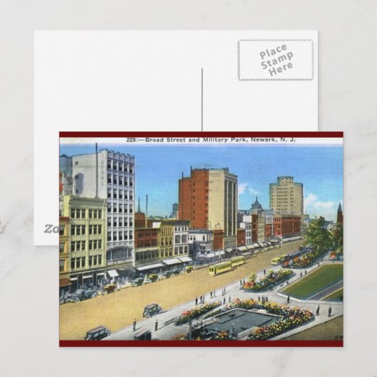 Broad St., Newark NJ  Briefkaart (Voorkant / Achterkant)