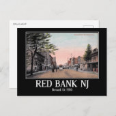 Broad St, Red Bank, New Jersey, 1910 Briefkaart (Voorkant / Achterkant)