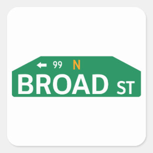 Broad Street, Philadelphia, PA Street Sign Vierkante Sticker