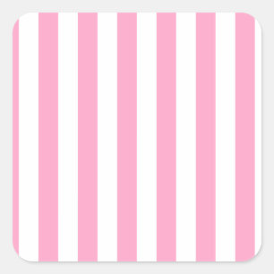 Broad Stripes - Wit en Anjerroze Vierkante Sticker