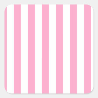 Broad Stripes - Wit en Anjerroze Vierkante Sticker