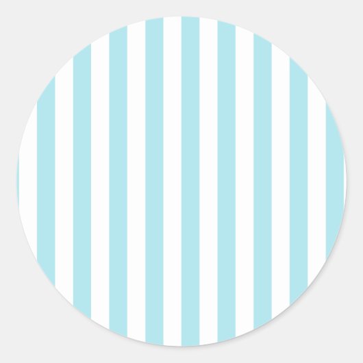 Broad Stripes - Wit en Blizzard Blauw Ronde Sticker (Voorkant)
