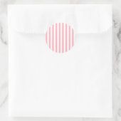 Broad Stripes - Wit en Lichtroze Ronde Sticker (Tas)