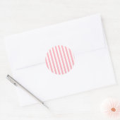 Broad Stripes - Wit en Lichtroze Ronde Sticker (Envelop)