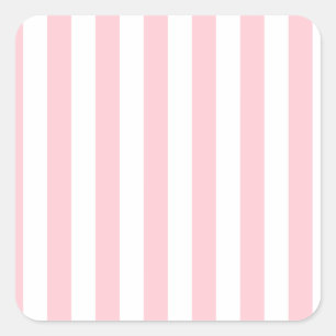 Broad Stripes - Wit en Roze Vierkante Sticker