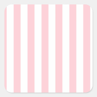 Broad Stripes - Wit en Roze Vierkante Sticker