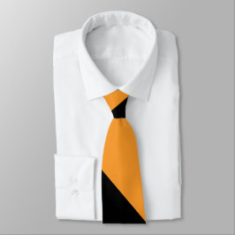 Broad University Stripe Black and Oranje II Stropdas