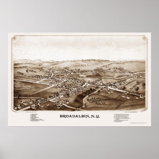 Broadalbin, NY Panoramic Map - 1880 Poster (Voorkant)