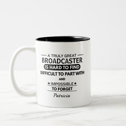 Broadcaster Appreciation Farewell Personalized Tweekleurige Koffiemok (Links)