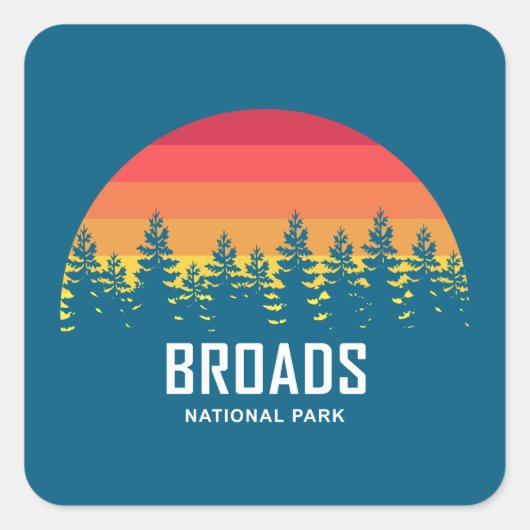 Broads Nationaal Park Rainbow Trees Vierkante Sticker (Voorkant)